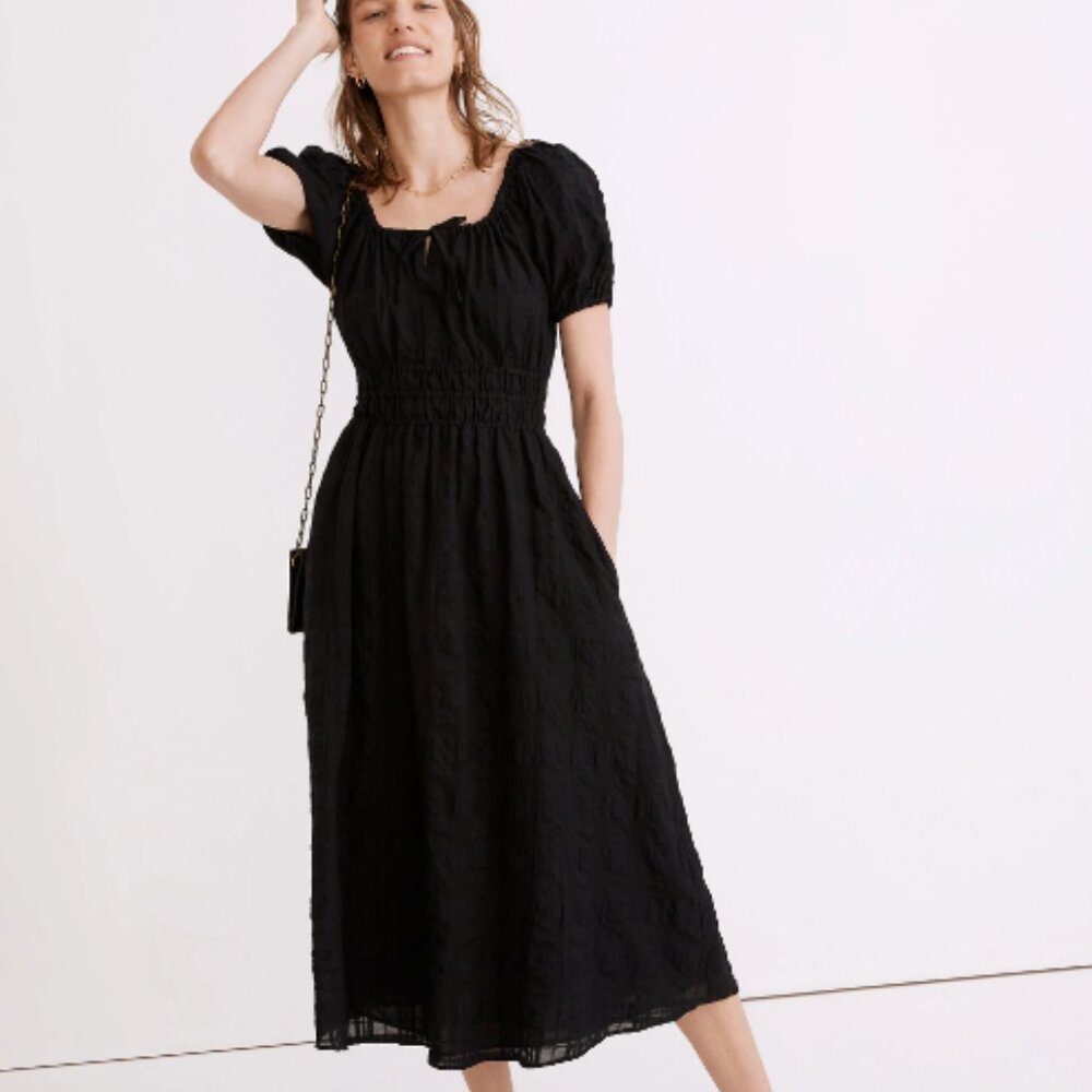 Madewell Sophia Midi Dress in Seersucker Check